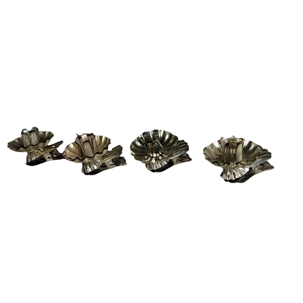 Vintage Silver Metal  Christmas Tree Clip On Candle Holders 1.5"‎ Lot of 4